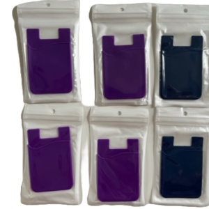 Kortelių dėklas prie telefono, violetinis silikoninis dėklas