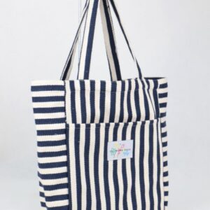 Drobinis dryžuotas paplūdimio krepšys su logotipu | Tote bag | 30×37 cm